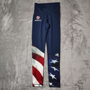 Adidas Team USA Volleyball Tights Womens XS Navy Blue Red Stars and Stripes Flag